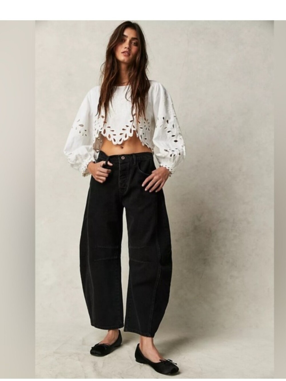NWT Free People Good Luck Barrel Jeans Col. Soundwave